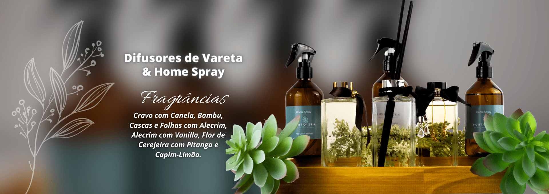 Porto Zen Difusores de Vareta & Home Spray Diversas Fragrâncias